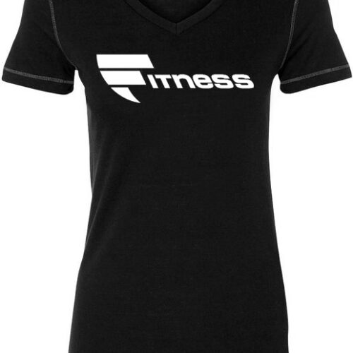 A black t-shirt with the word fitness written on it.